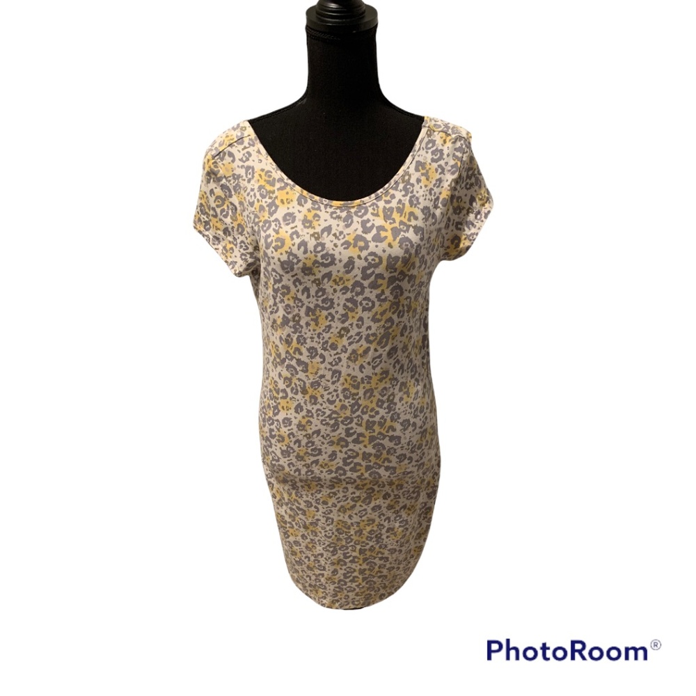 Guess Leopard Print Mini Dress - Yellow and Gray